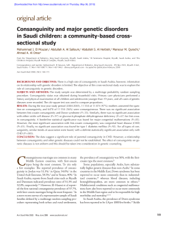 Consanguinity And Major Genetic disorders In Saudi Children