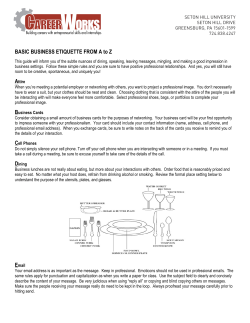 BASIC BUSINESS ETIQUETTE FROM A to Z