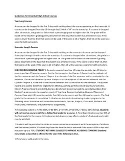 Guidelines for Drop/Add High School Courses Year Long Courses A