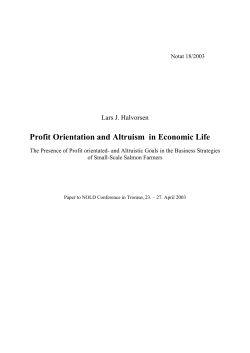 Profit Orientation and Altruism in Economic Life