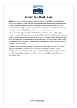Element Fact Sheet &ndash; Lead