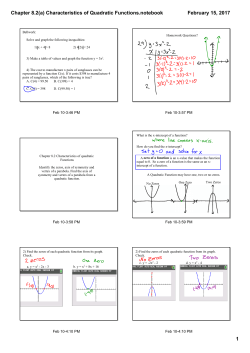 Chapter 8.2(a) Characteristics of Quadratic Functions.notebook