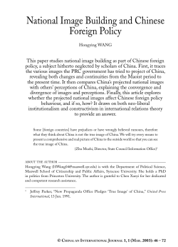 National Image Building and Chinese Foreign Policy