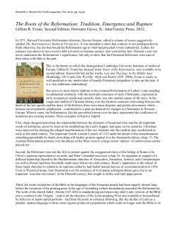 The Roots of the Reformation: Tradition