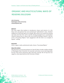 organic and multicultural ways of reading bulosan