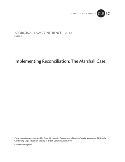 Implementing Reconciliation: The Marshall Case