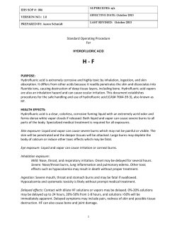 Hydrofluoric Acid - Environment, Health and Safety