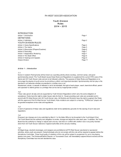 PA WEST SOCCER ASSOCIATION Youth Division Rules 2014