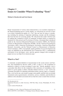 Issues to Consider When Evaluating &ldquo;Tests&rdquo;