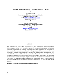 Totemism in Igboland and the Challenges of the 21 Century