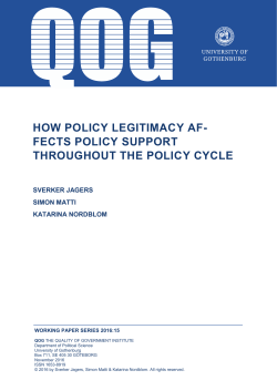 How Policy Legitimacy affects Policy Support