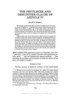 The Privileges and Immunities Clause of Article IV