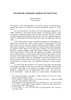 Towards the Automatic Analysis of Czech Verse1