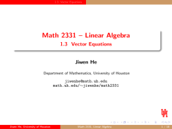 Math 2331 – Linear Algebra - 1.3 Vector Equations