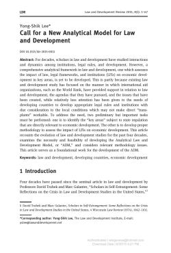 Call for a New Analytical Model for Law and Development