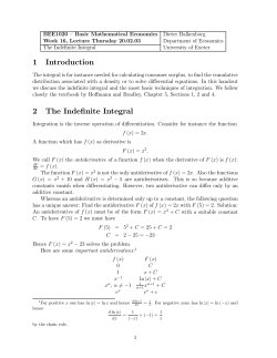 1 Introduction 2 The Indefinite Integral