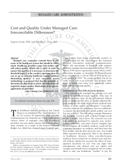 Cost and Quality Under Managed Care