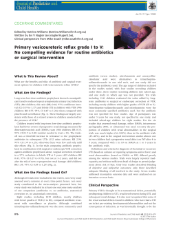 Primary vesicoureteric reflux grade I to V: No compelling evidence