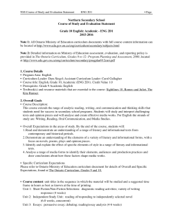 2015-2016 ENG2D1 Course of Study