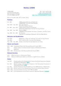 Mathieu LEWIN - Ceremade - Universit&eacute; Paris