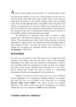 ACTUS REUS Conduct must be voluntary
