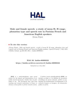 Male and female speech: a study of mean f0, f0 range - Hal-SHS
