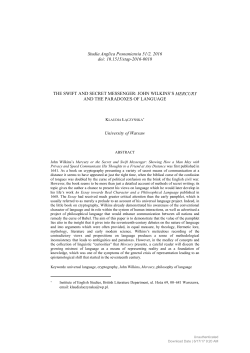 The Swift and Secret Messenger: John Wilkins`s Mercury and the