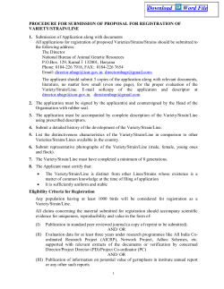 Guidelines for Registration of Varieties/Strains/Lines of Chicken