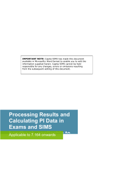 Processing Results and Calculating PI Data in Exams and SIMS