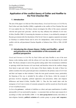 Application of the conflict theory of Collier and Hoeffler to the