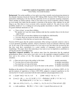 A superlative analysis of superlative scalar modifiers Doris Penka