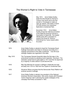 The Women`s Right to Vote in Tennessee