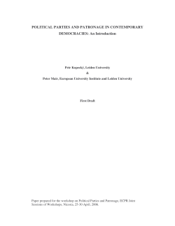 Political Parties and Patronage in Contemporary Democracies: An