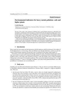 Earth Sciences Environmental indicators for heavy metals pollution