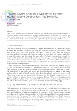 Towards a More Articulated Typology of Internally Headed Relative
