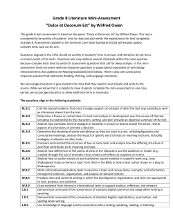 Grade 8 Literature Mini-Assessment &ldquo;Dulce et