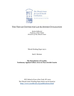 The Boundaries of Loyalty: Testimony Against Fellow Jews in Non
