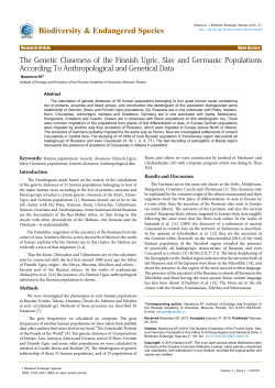 The Genetic Closeness of the Finnish Ugric, Slav and Germanic