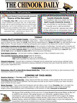 TODAY TOMORROW COMING UP THIS WEEK