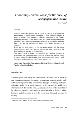 Ownership, crucial cause for the crisis of newspapers in Albania