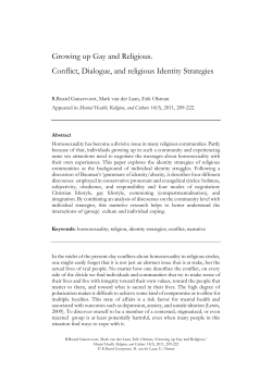 Growing up Gay and Religious. Conflict, Dialogue, and religious
