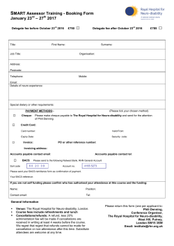 SMART Assessor Training - Booking Form January 23 &ndash; 27 2017