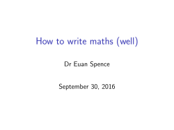 How to write maths (well)