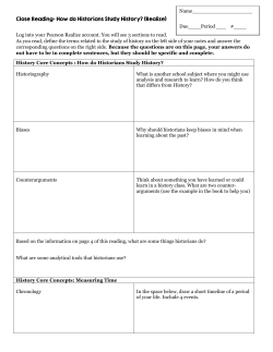 Close Reading&ndash; How do Historians Study History?