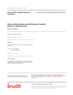 Historical Materialism and the Writing of Canadian History