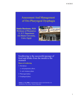 Assessment And Management of Oro-Pharyngeal