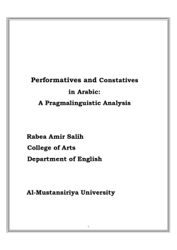 Performatives and Constatives