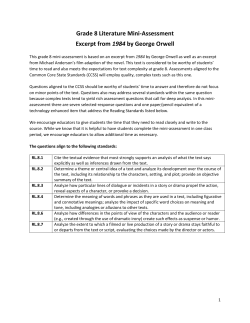 Grade 8 Literature Mini-Assessment Excerpt from
