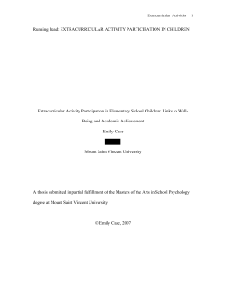 Extracurricular Activity Participation in Elementary School Children