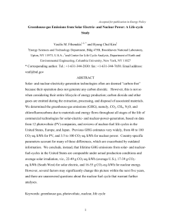 Greenhouse Gas Emissions from Solar Electric and Nuclear Power